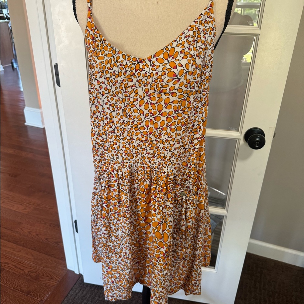 Printed Viscose Strap Dress With Ruffles – Ochre By Haris Cotton size small